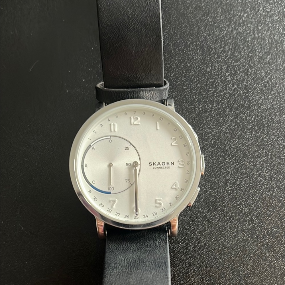 Skagen Men's Black Leather Watch